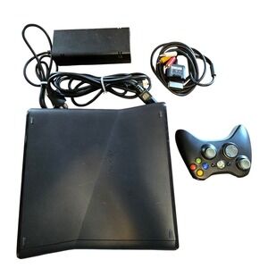 Microsoft Xbox 360 S Console Model 1439 Black Good Bundle with Controller Cords